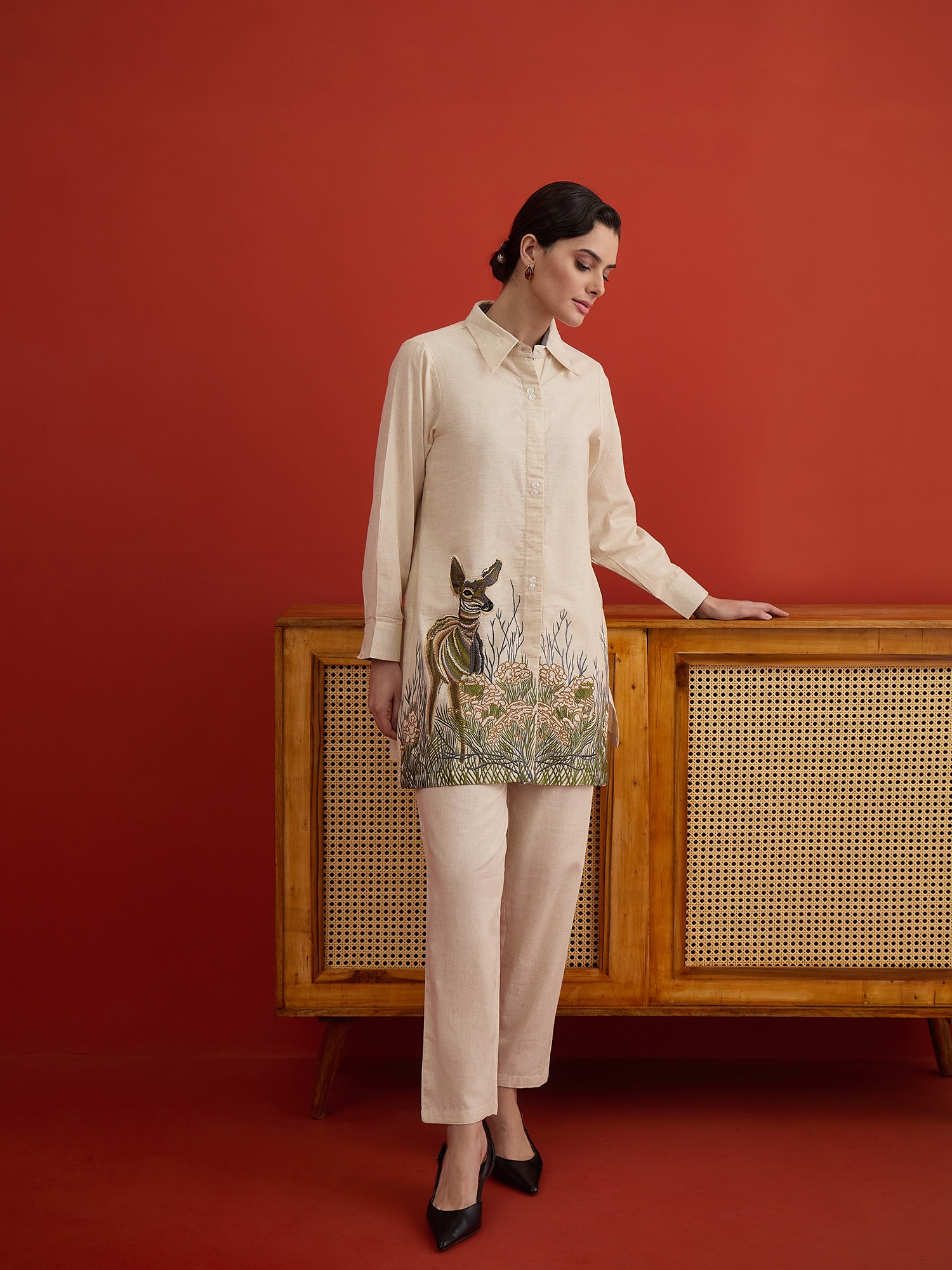 Woodland Grace Embroidered Linen Co-Ord Set thumbnail 2