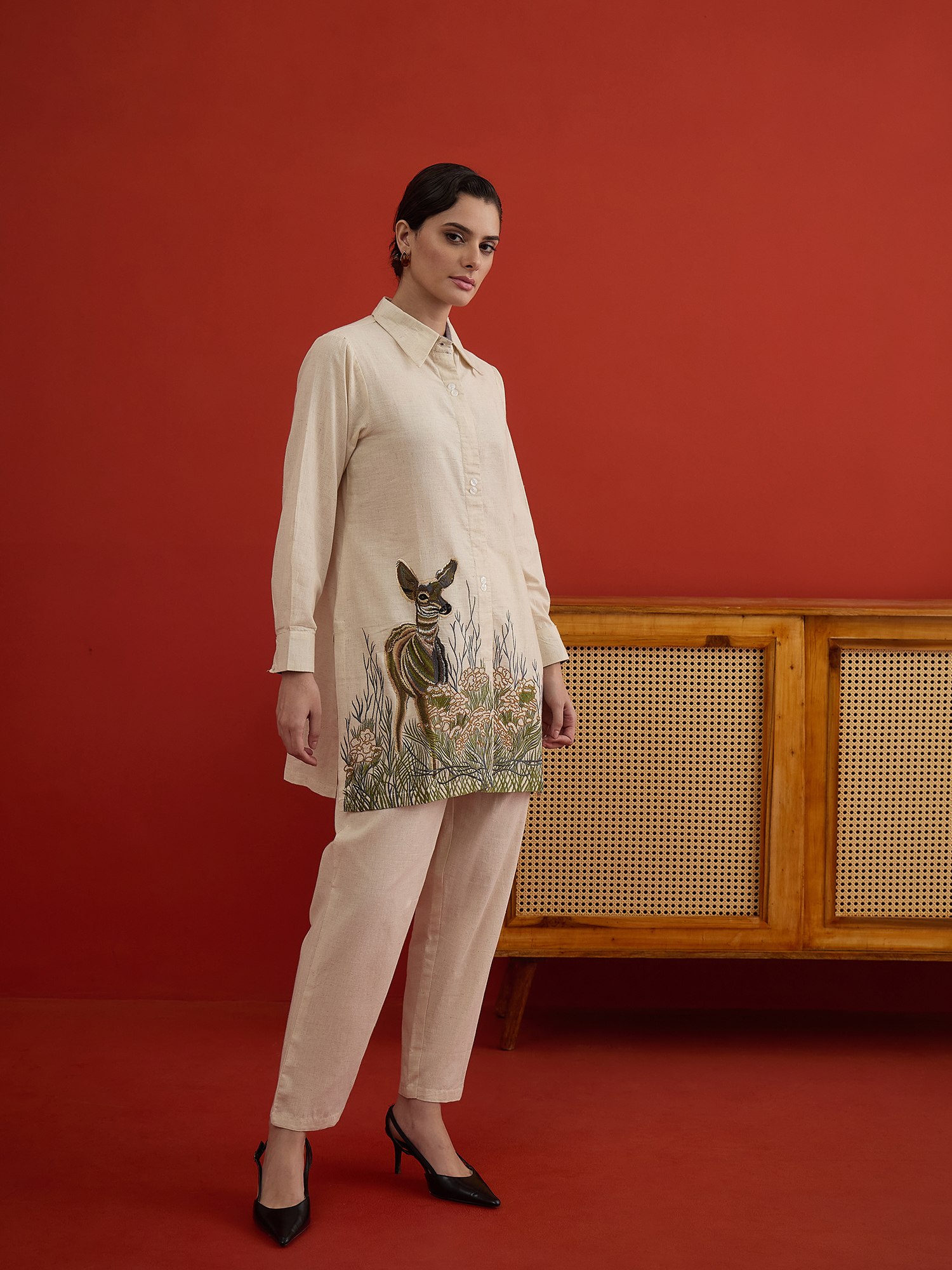 Woodland Grace Embroidered Linen Co-Ord Set thumbnail 4