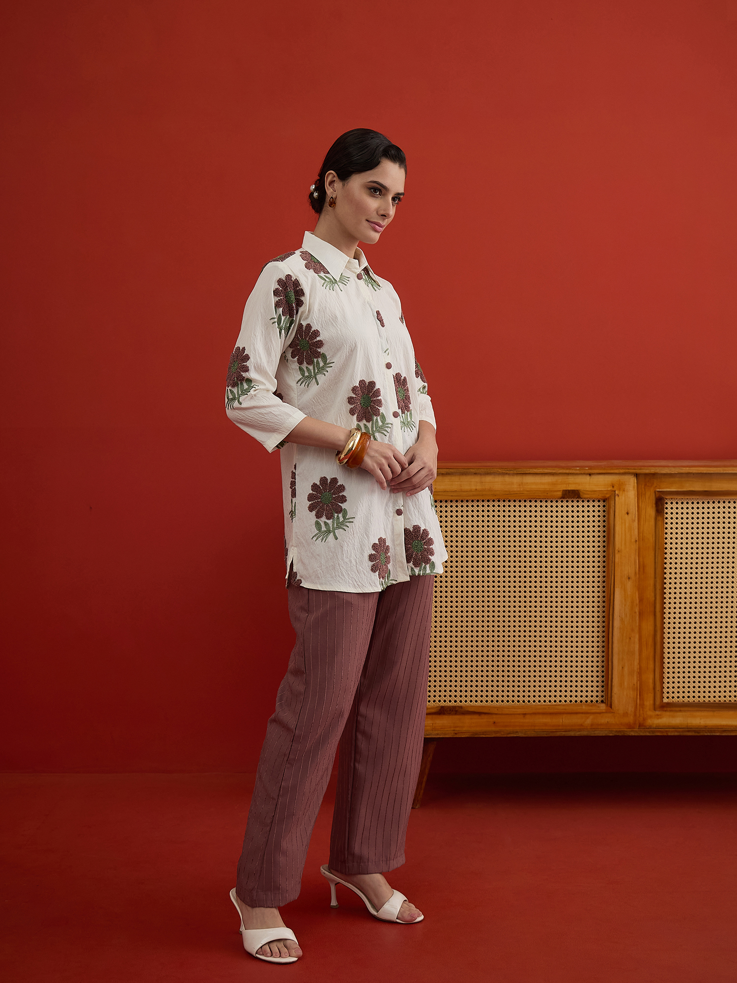 Autumn Bloom Embroidered Linen Co-Ord Set thumbnail 2