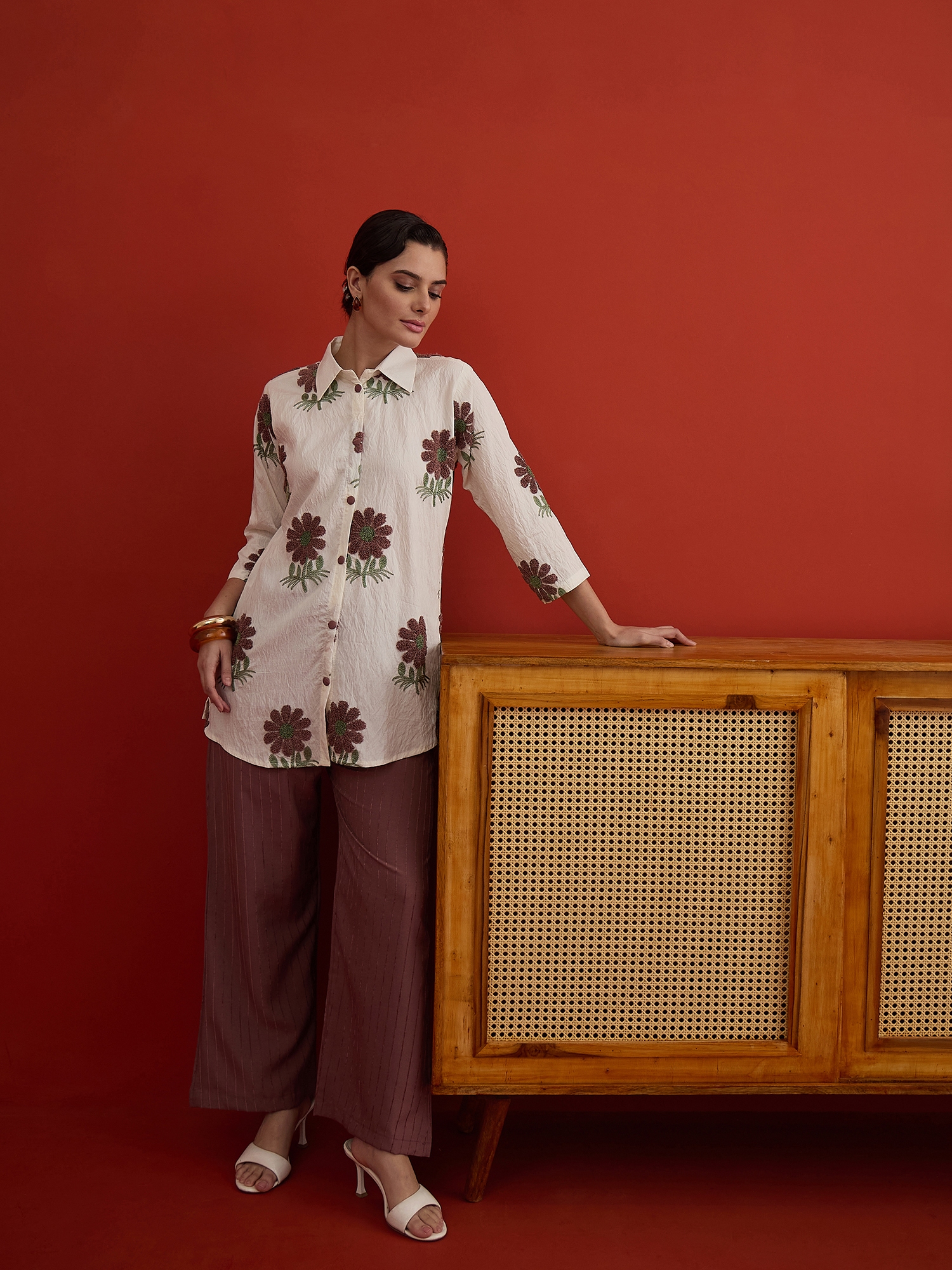 Autumn Bloom Embroidered Linen Co-Ord Set thumbnail 6
